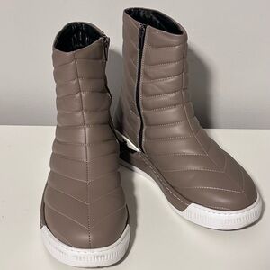 Leather Quilted Platform Ankle Boots Women’s Size  7.5/38 Made In Türkiye
